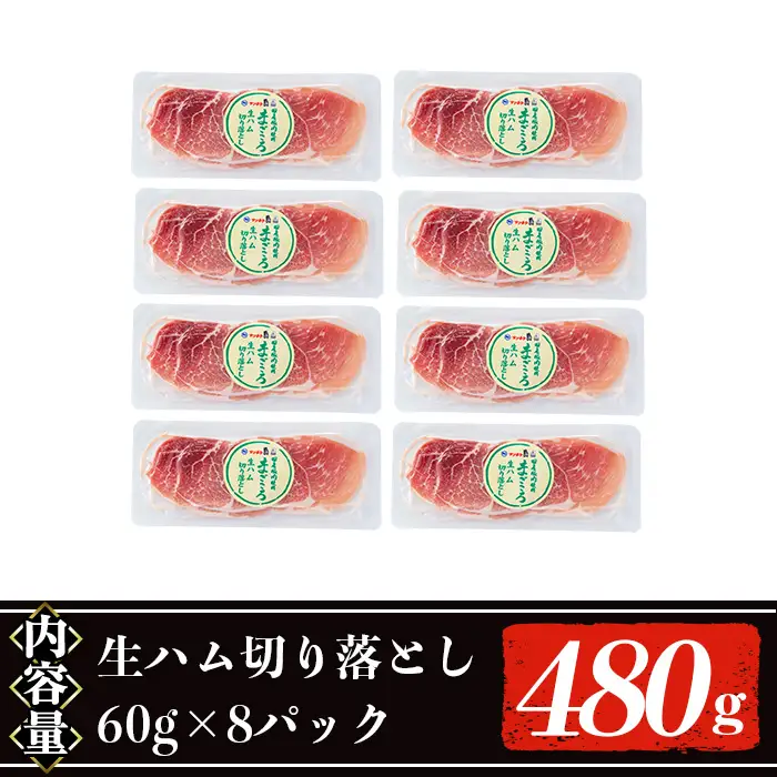 【ふるなび限定】＜2026年7月中に発送予定＞国産 豚 生ハム 切り落とし 60g×8P(計480g) おつまみ 小分け 【ナンチク】A1106-07 FN-Limited-VO