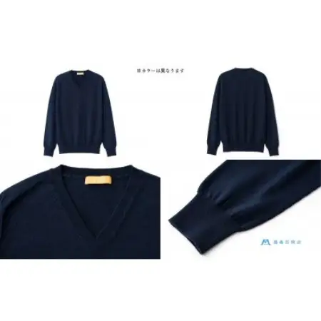 【el alto×藤巻百貨店】エキストラファインウール Vネックニット(モロカンブルー)Lサイズ【1732711】