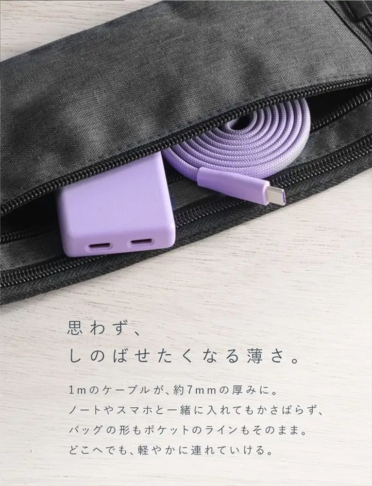 CIO ケーブル Mate Flat Spiral Cable CtoC Type-Cケーブル 充電 iPhone スマートフォン iPad パープル [2663]
