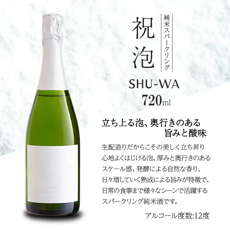 純米スパークリング　祝泡 SHU-WA 720ml　箱なし　富久錦 スパークリング日本酒 スパークリング清酒 日本酒 純米酒 お酒 酒 アルコール 兵庫