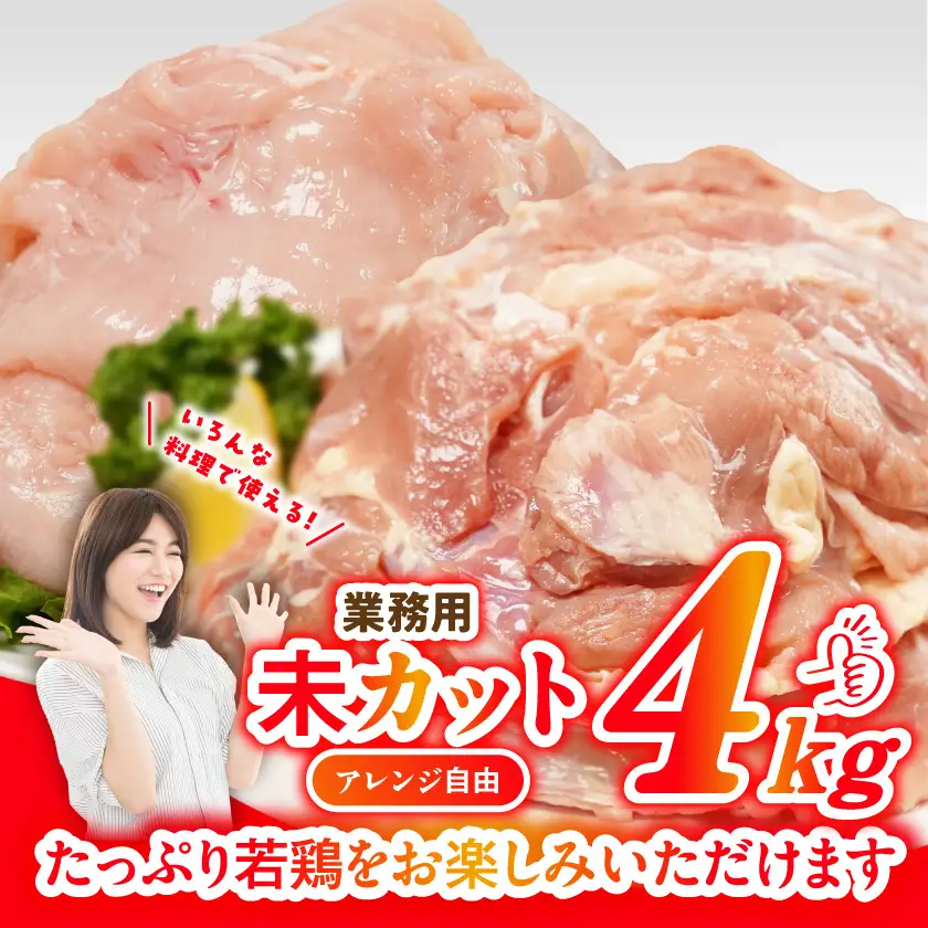 【業務用】国産若鶏もも肉&むね肉4kgセット≪みやこんじょ特急便≫〔12-33-018-4kg-Q〕_(都城市) 鶏肉 国産若鶏 業務用 モモ肉 ムネ肉 大容量 
