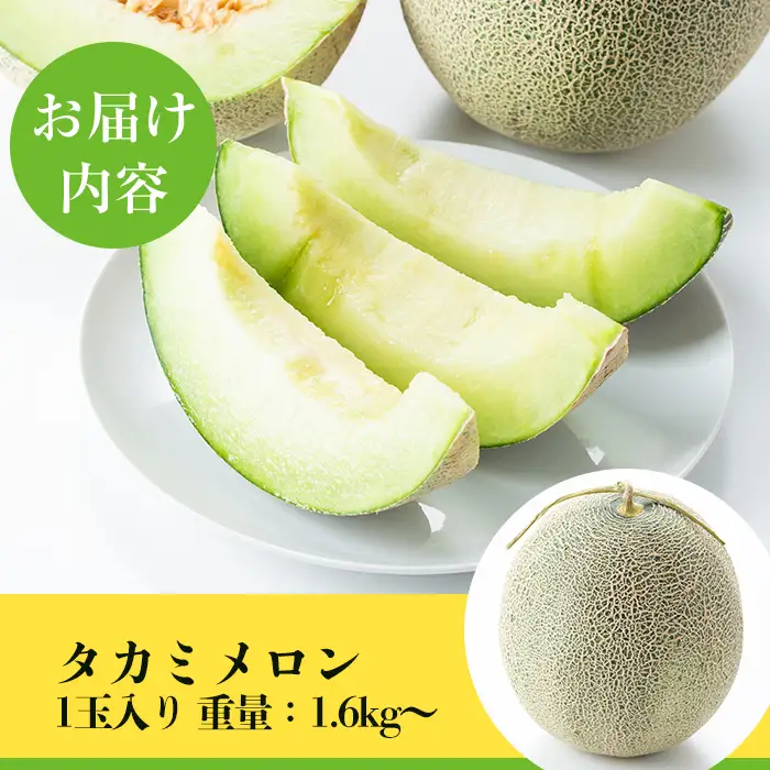 タカミメロン(1個入・1.6kg～) メロン 青肉 果物【曽於市観光協会】A1136