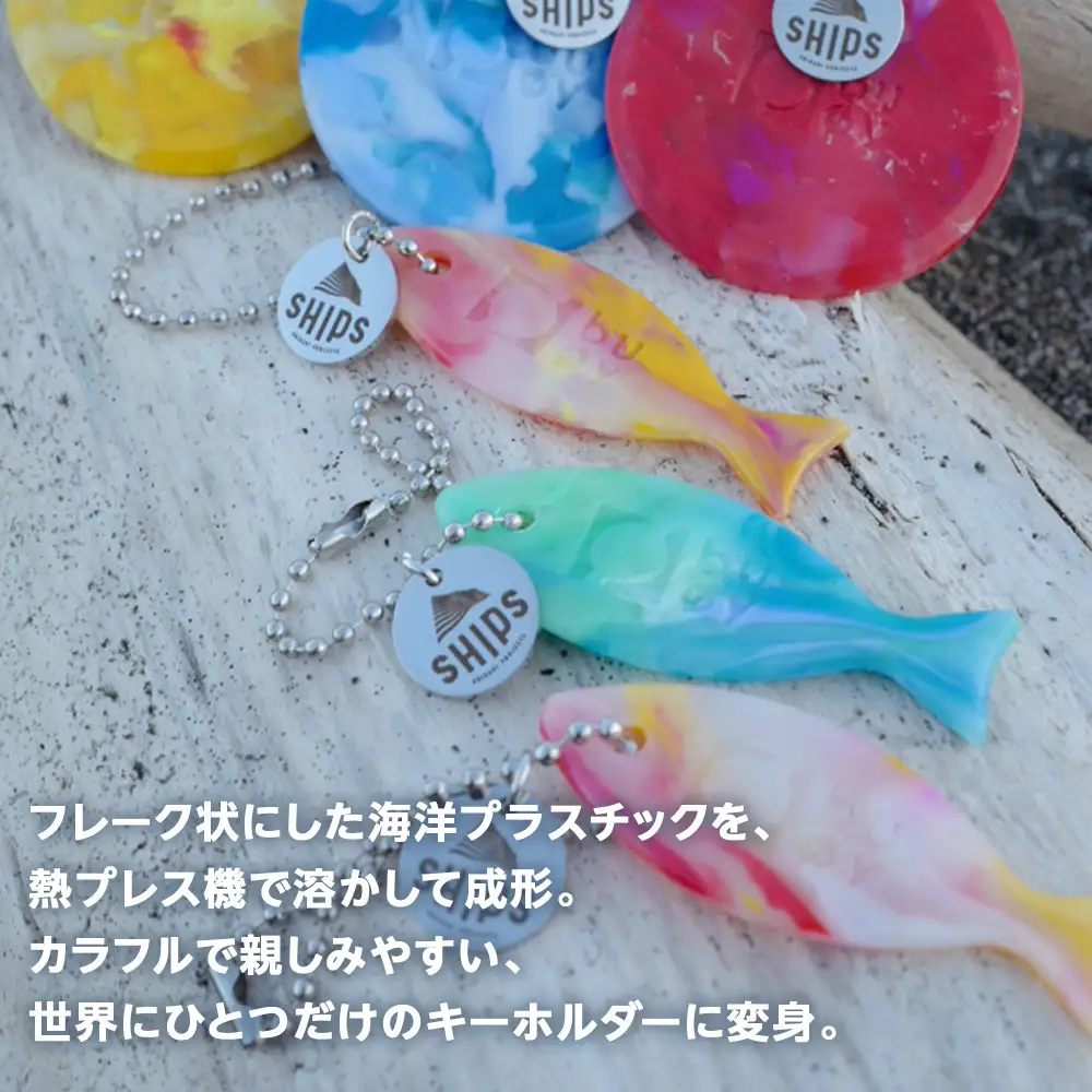 白老産海洋プラスチックゴミのアップサイクル キーホルダー2個(さかな型) SR005
