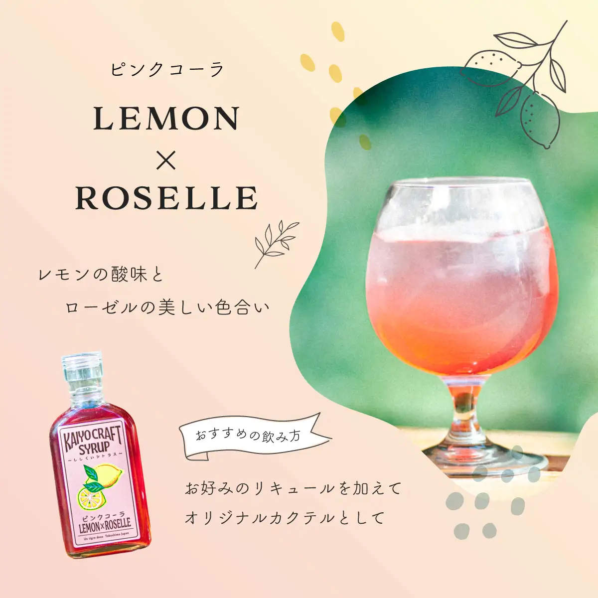KAIYO CRAFT SYRUP ～ししくいシトラス～ ピンクコーラ 手作り 有機シュガー 添加物不使用