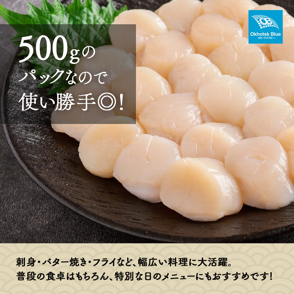 北海道オホーツク海産帆立（500g × 1P） ABN022