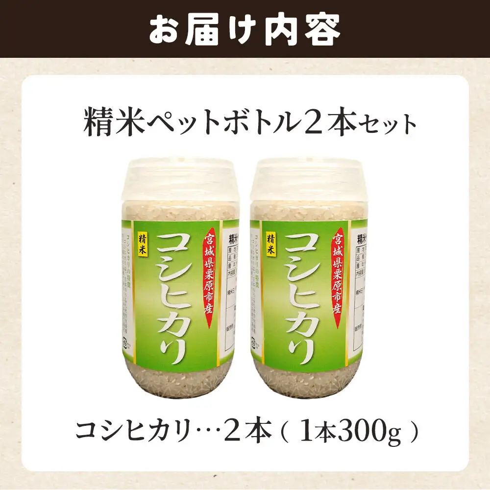 米 白米 令和7年産 精米ペットボトル 300g×2本セット (コシヒカリ、コシヒカリ) お試し 食べ比べ