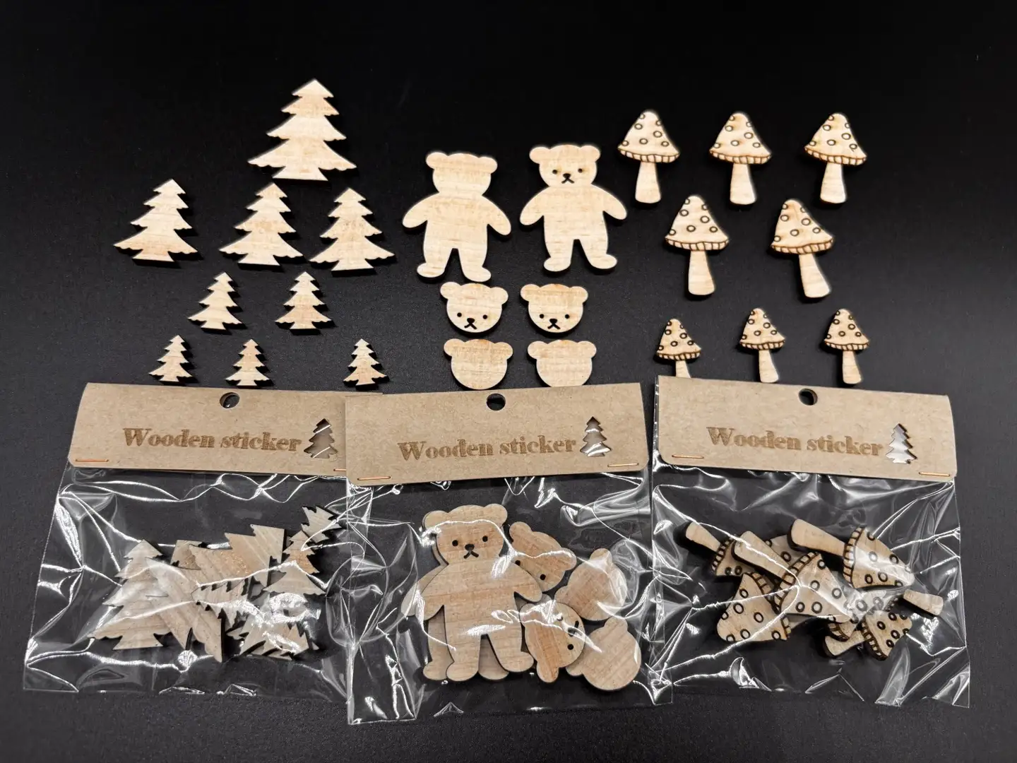西川材を使った木のステッカー「Wooden Sticker（山セット）」