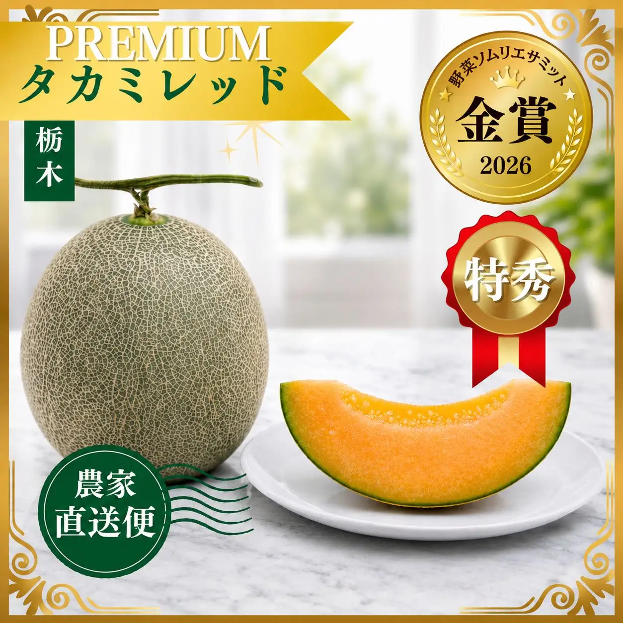 タカミレッド 3～4玉(合計約5kg) | 完熟 果物 メロン