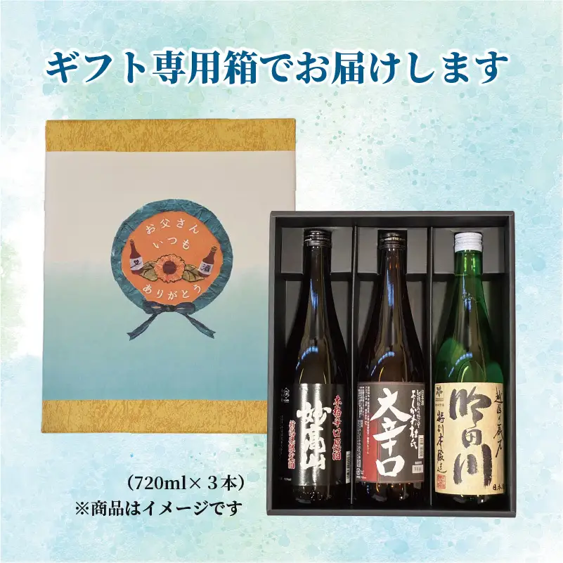 【父の日 ギフト 】上越市 日本酒 旨口 純米酒 3本 飲み比べ セット 雪中梅 越乃雪月花 かたふね 新潟 新潟県 上越 地酒 セット お酒 贈答 のし 送料無料