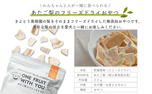 あたご梨のフリーズドライおやつ(22g×1袋) 原材料は「あたご梨」のみ、果物そのまま！(岡山県産) ペット 果物【KF-F002-01】