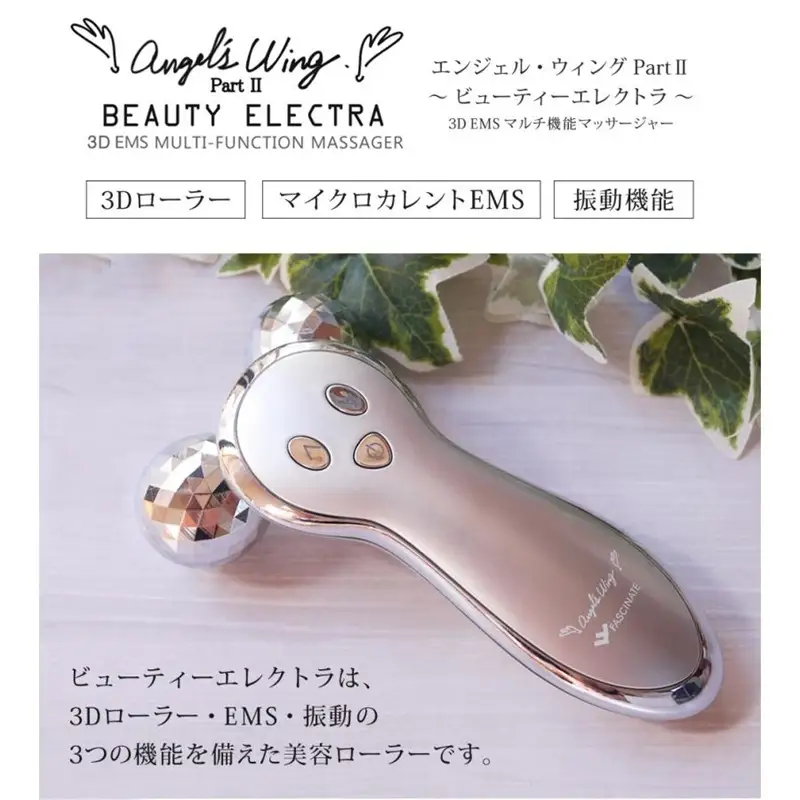 美容ローラー EMS Angel'sWing2～Beauty Electra エンジェル・ウィング2～ビューティーエレクトラ 美顔ローラー FASCINATEBEAUTY FN-AWG020