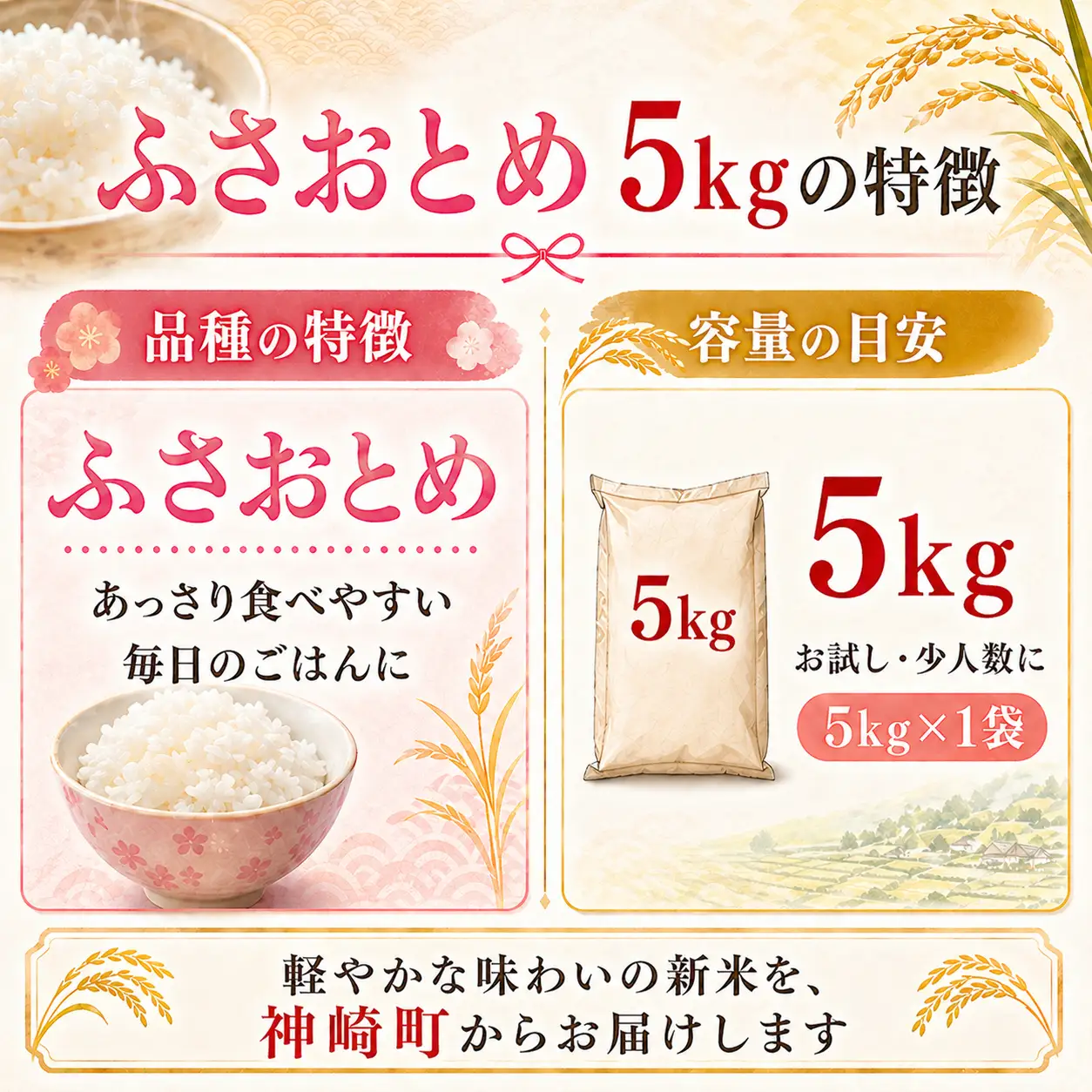 【ふるさと納税】【令和8年産 新米先行予約】米 5kg 千葉県神崎町産 ふさおとめ 白米 早場米 あっさり 食べやすい お試し 少人数  [025-a020]
