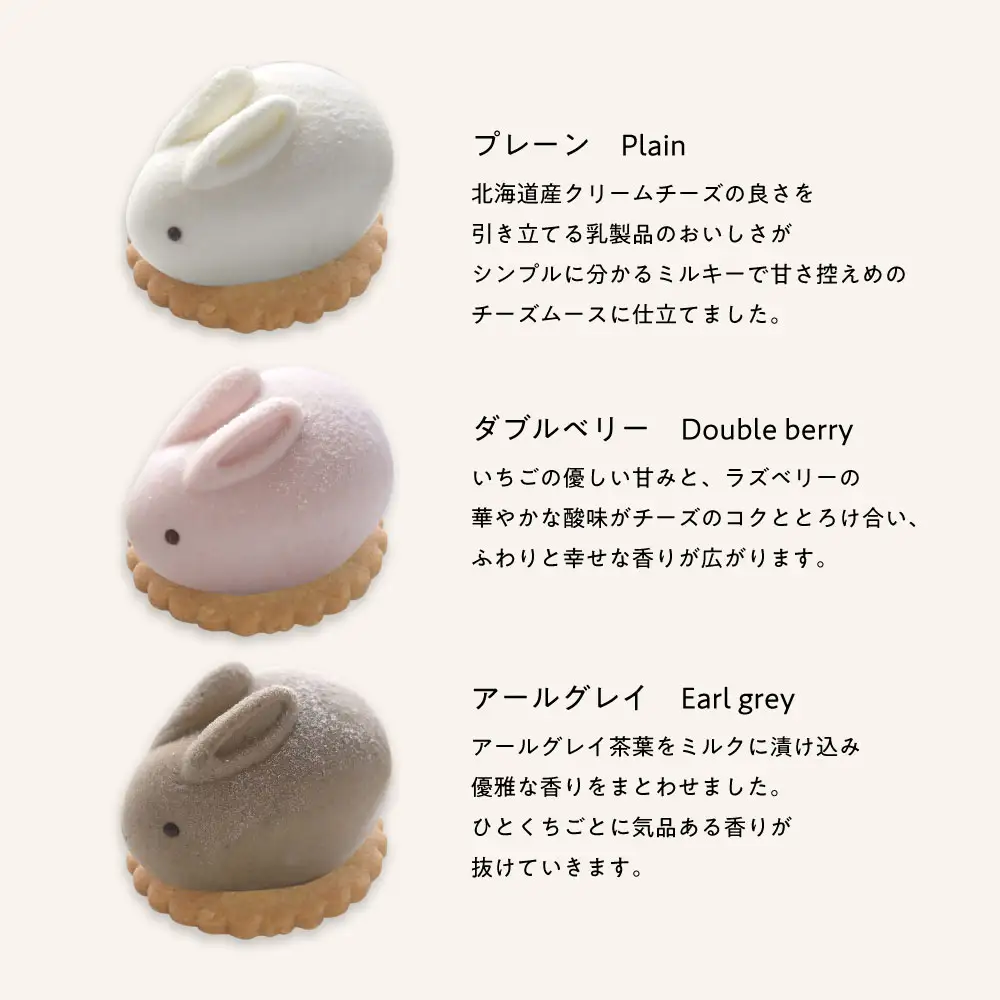 MOTCH うさもっち 6個ボックス [プレーン、ダブルベリー、アールグレイ各2個] 新食感 もちもち 可愛い おしゃれ うさぎ スイーツ 和洋菓子 洋菓子  チーズケーキ ギフト 贈り物 取り寄せ_0019-004-se8