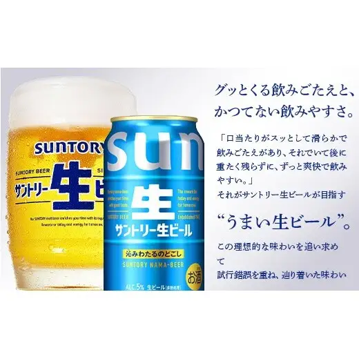 FK7-0342_サントリー生ビールとオールフリーのセット 各350ml×1ケース(24本) 熊本県 嘉島町 ビール サン生 