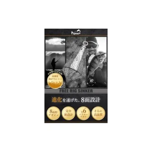 Poisson（ポアソン）鉛 8面型 フリーリグ フリリグシンカー 13.5g×15個