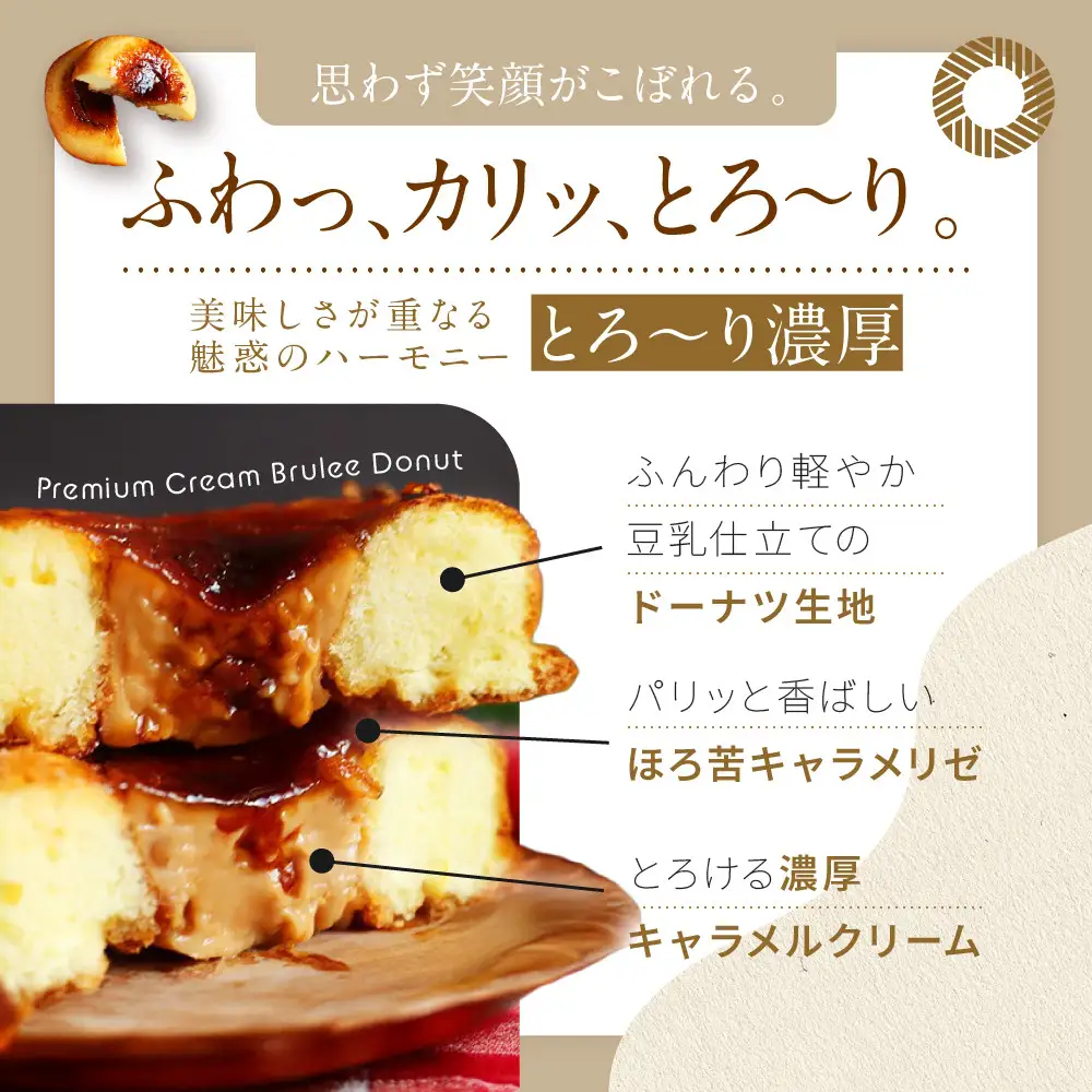 TVで紹介! プレミアム生キャラメルブリュレドーナツ 4個｜京都 スイーツ 人気店 クリーム入りドーナツ [ ブリュレ京都 濃厚キャラメルクリーム入りドーナツ ふわっかりっとろーり おいしい グルメ おすすめ お菓子 洋菓子 お取り寄せ 通販 送料無料 ふるさと納税 ]