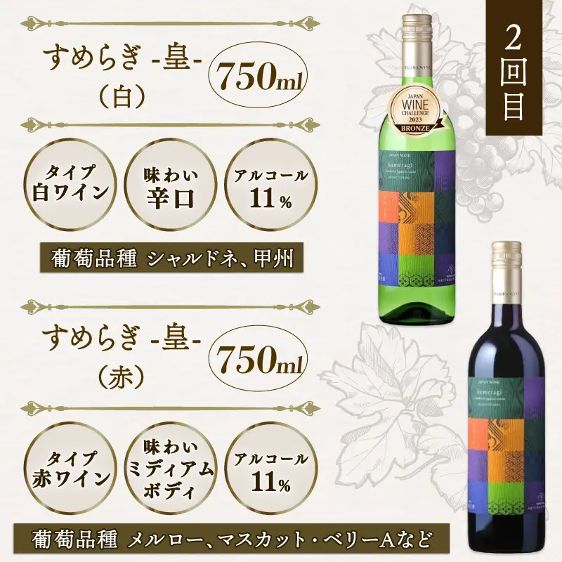 【3回定期便】丹波ワイン 飲み比べ 750ml 2本 × 3カ月 6本 セット ワイン 