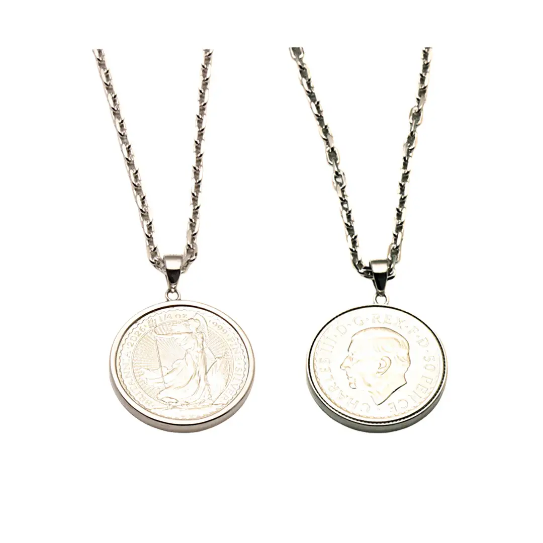 SV1000 純銀コイン ブルタニア 1/4oz ペンダントトップ シルバー