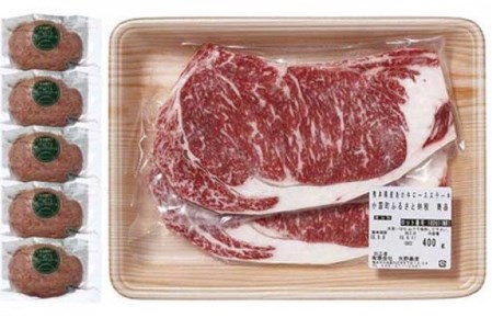 【矢野畜産】産地直送 くまもと 和牛 ロースステーキ 400g 赤身 サシ プレミアムハンバーグ 150g 5個 750g 熊本 阿蘇 国産 あか牛 褐毛和種 あかげわしゅ 矢野畜産 にくやの 老舗 おうちごはん おうち時間 通販 贈答 ギフト 阿蘇の自然の宝物