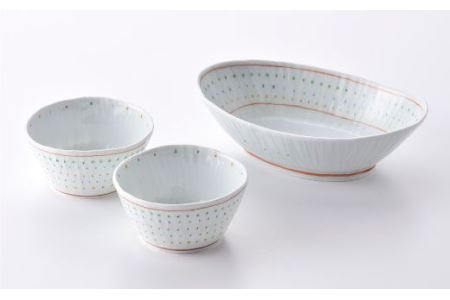【波佐見焼】五色てんてん 楕円鉢 ボウル 小鉢 2個セット 食器 皿 【藍水】 [GB21]  波佐見焼