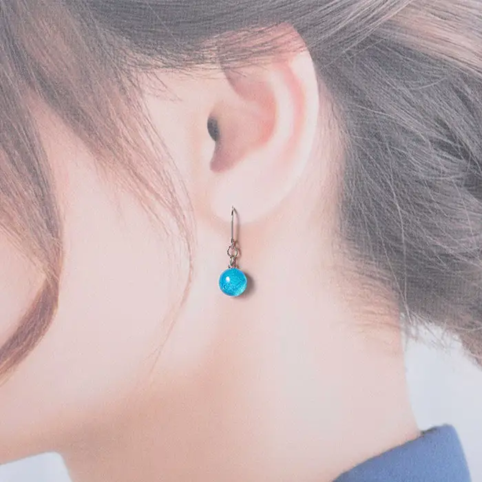 2467.ジュエリー ピアス アクセサリー 湖水 ガラス細工 ハンドメイド 手作り 北海道 弟子屈町