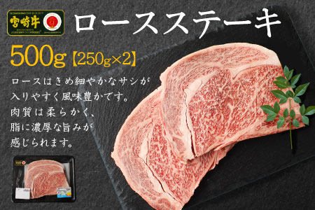 宮崎牛 ロースステーキ 合計500g（250g×2P） 国産 肉 牛肉 ご飯 おかず BBQ ディナー お祝い【C270-30】