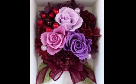 プリザーブドフラワー　フラワーフォトボックス（パープル）【14000601】