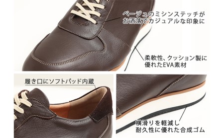 レザースニーカー 本革 5cmアップ シークレットスニーカー ネイビー 26.0cm