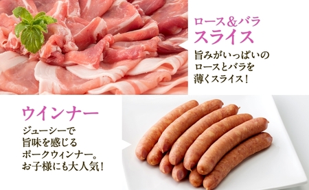 定期便 6ヶ月連続 全6回 Takahashi Farm 豚スライスとウインナー 1.3kgセット ロース バラ 各500g ウインナー 10本 300g  岐阜県産 精肉 国産 ブタ ぶた ポーク お鍋 料理 人気 お取り寄せ ご褒美 自家用 ギフト 送料無料 岐阜県 揖斐川町 お肉 豚肉 