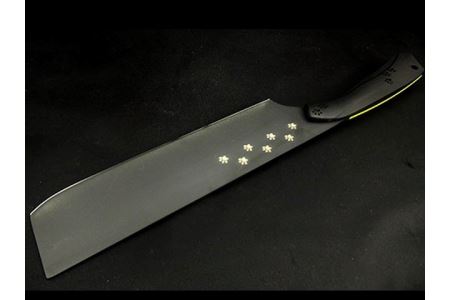 H60-12 NYAIFE KITCHEN （ニャイフキッチン）【ブラックブレード】 菜切り包丁 ブラック/イエロー メインクーンver
