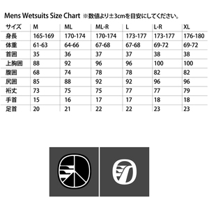 ウェットスーツ RINCON 5/3mm起毛　 LONG-CHEST-ZIP フルスーツ WINTER仕様  L-Rサイズ