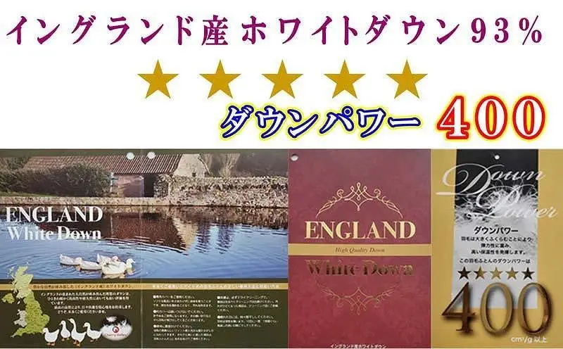 【羽毛布団】掛け布団 シングル イングランド産ホワイトダウン93％ ダウンパワー400【BE006】