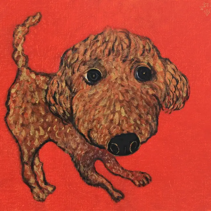 アーティストが『愛しいペットのポートレート』描きます 6号サイズ スクエア 410×410mm【アート 6号サイズ　油絵 横井山泰 美術 作家 410×318mm スクエア 神奈川県 小田原市 ペット ペット】