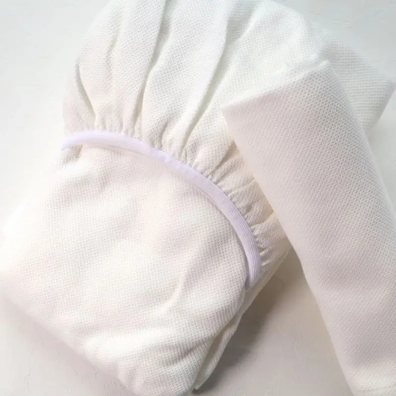 【tissu de coton/ハニカム織】泉州南部織 「ボックス」シングルシーツ＆ピロー（WH）