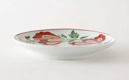 源右衛門窯 赤絵更紗唐花紋 皿 No.5 赤 器 食器 ケーキ皿 飾り皿 花紋 有田焼 A50-241