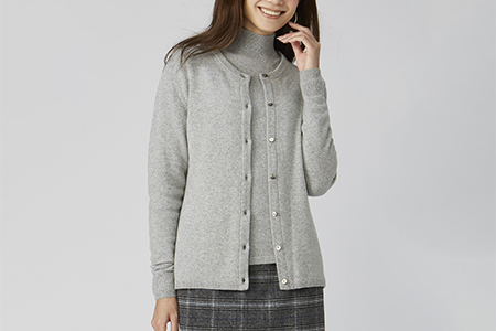 希少ベビーカシミヤ100％ 女性 カーディガン M ライトグレー 1枚 20402M GY [0893]