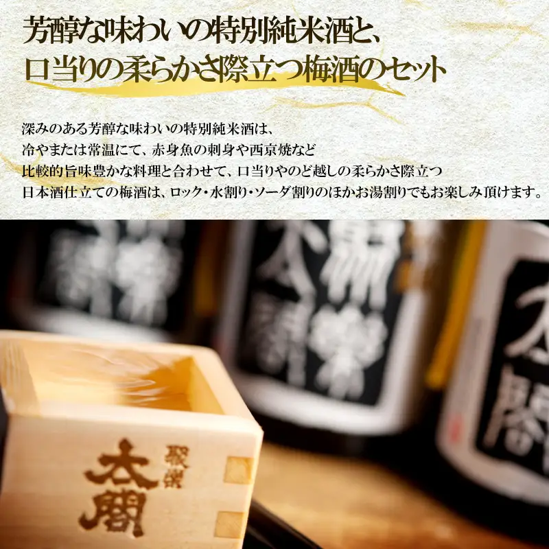唐津地酒太閤 芳醇な辛口の特別純米酒と口当たり柔らかな梅酒 720ml各1本(計2本) 日本酒・梅酒芳醇セットA-4