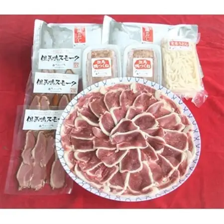 但馬鴨鍋 パーティーセット　7～8人前　鴨スモーク　玄米うどん付【配送不可地域：離島】【1126328】