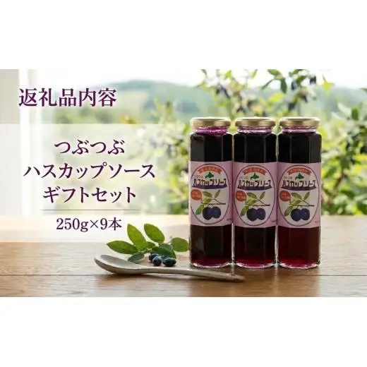 ＜北の大地の恵み＞つぶつぶハスカップソース　ギフトセット　250g×9本