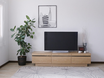 【開梱・設置】ミリオン 180cm テレビボード（ナチュラル）　AX041