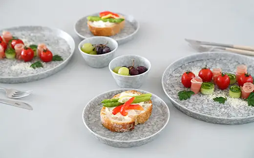 有田焼 反りプレート ミニ反りボウル 6点セット【金善製陶所】グレー おしゃれ 北欧 6点 セット 新生活 ギフト 贈答 65000円 A65-52