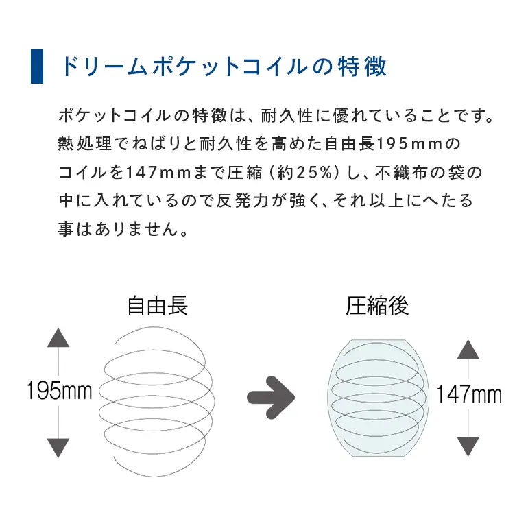 マットレス 寝具 アレルリーフ ドリームベッド DREAM POCKET NORMAL（F1-N）DX ダブル 【配達不可：北海道・沖縄・離島】
