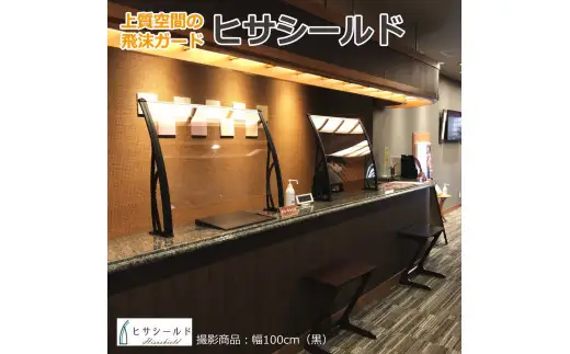 ヒサシールド　幅100cm×高さ80cm 支柱：黒（窓口高さ15cm）