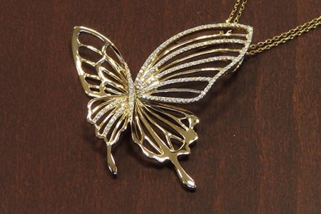 K18イエローゴールドダイヤモンドネックレス(蝶モチーフ) [山梨県 中央市 21470824]