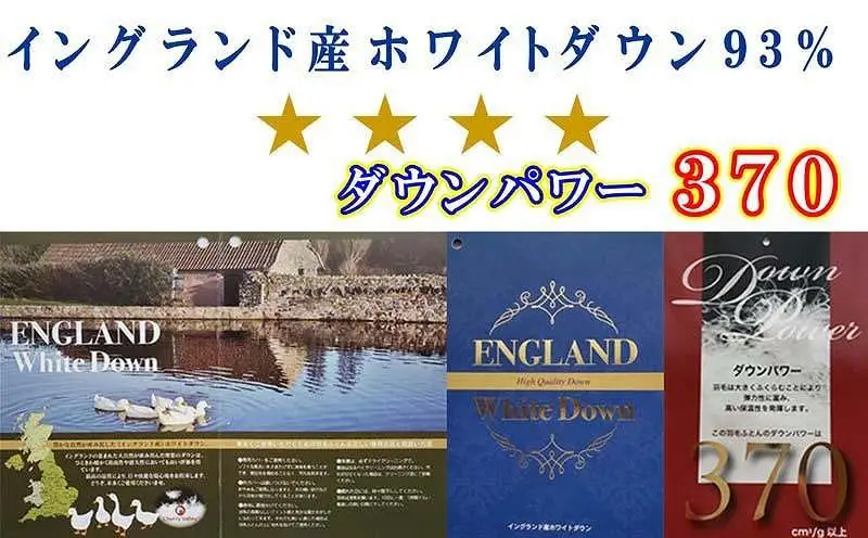 【羽毛布団】掛け布団 ダブル イングランド産ホワイトダウン93％ ダウンパワー370【BE052】