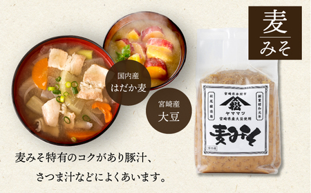 【定期便・全3回】宮崎県産のこだわりの大豆使用！松尾のみそセット(麦味噌1kg×3個・あわせみそ1kg×3個・計6kg)×3回_K012-T001