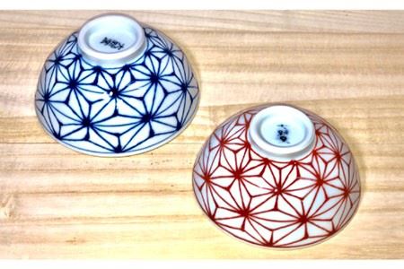 【波佐見焼】「麻の葉」 夫婦 茶碗 ペアセット 食器 皿 【大新窯】 [DC68]  波佐見焼