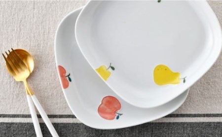 【波佐見焼】ラフランス・りんご 正角 プレート セット 食器 皿 【松幸陶芸】 [HB27] 波佐見焼