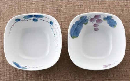【波佐見焼】水引草・マスカット 正角 ボウル セット 食器 皿 【松幸陶芸】 [HB33] 波佐見焼