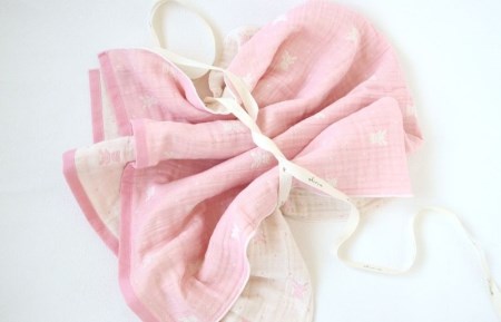 【babybear】多重ガーゼ miniバスタオル＆ハンカチ 4枚セット（ピンク）